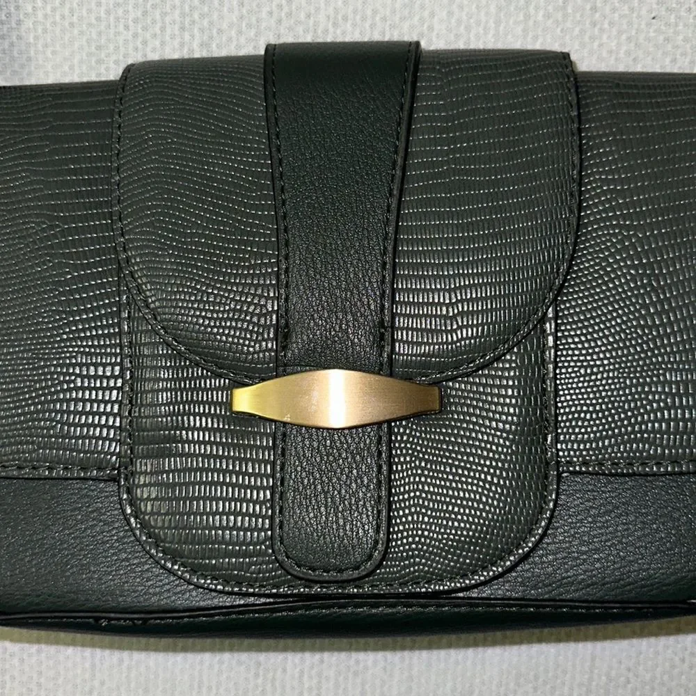 TIME and TRU Small Dark Green Faux Pebbled Leather Hobo Bag Purse
